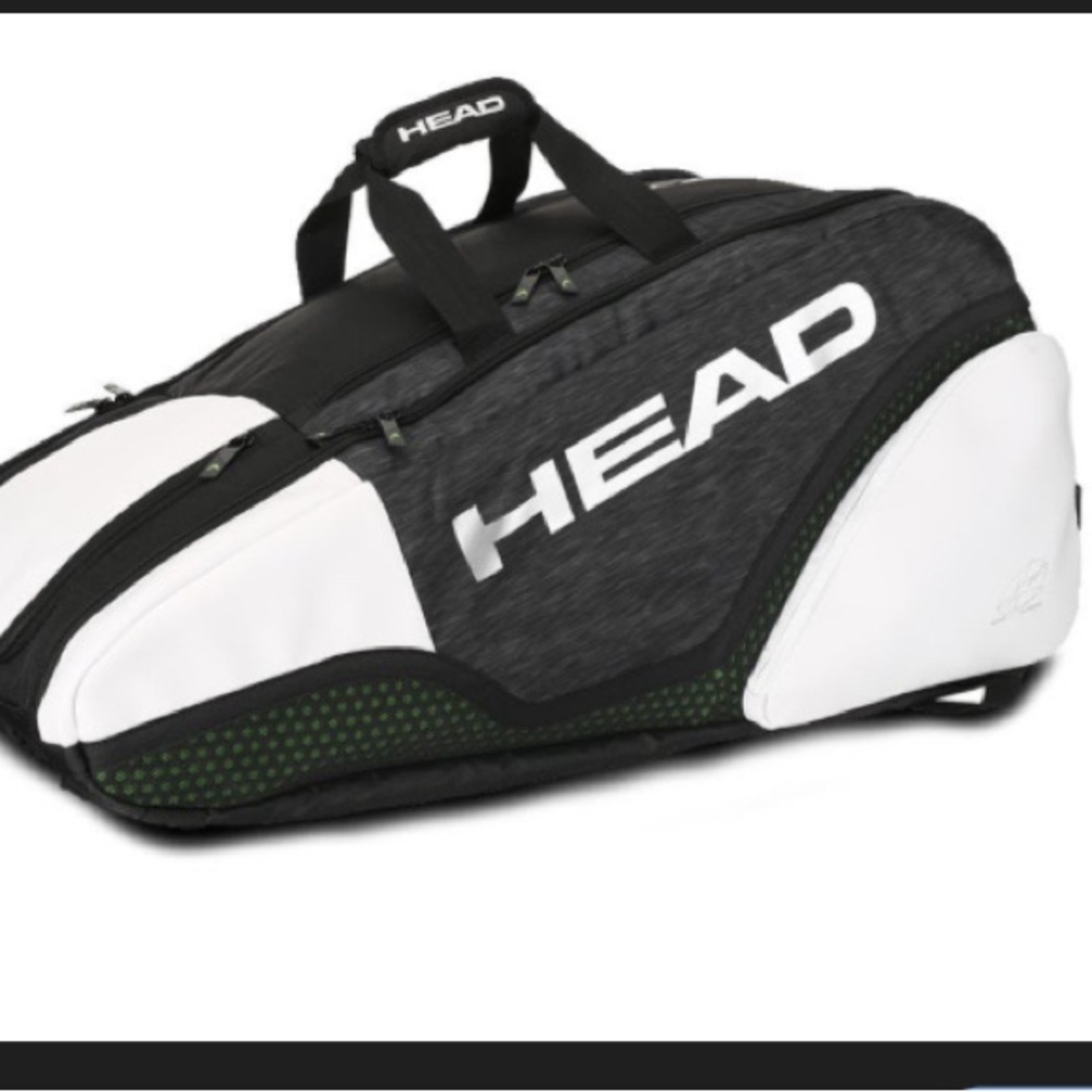 HEAD Black, White, and Green Tennis Duffel Bag